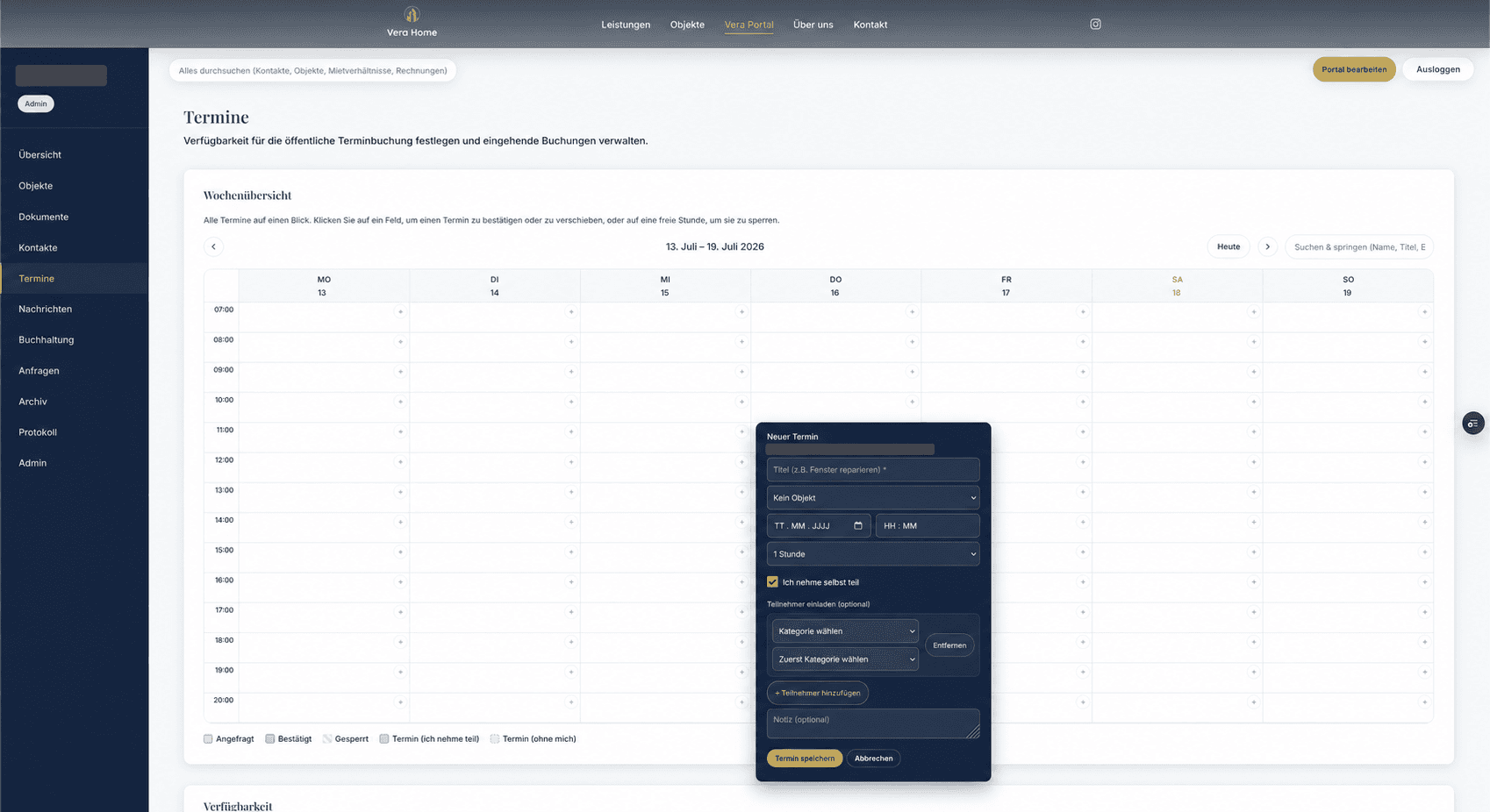VeraHome: Kalender & Terminprozesse