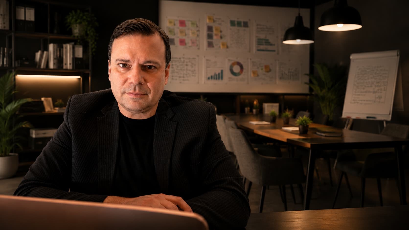 Marcel Spahr in einem modernen Arbeits- und Projektraum